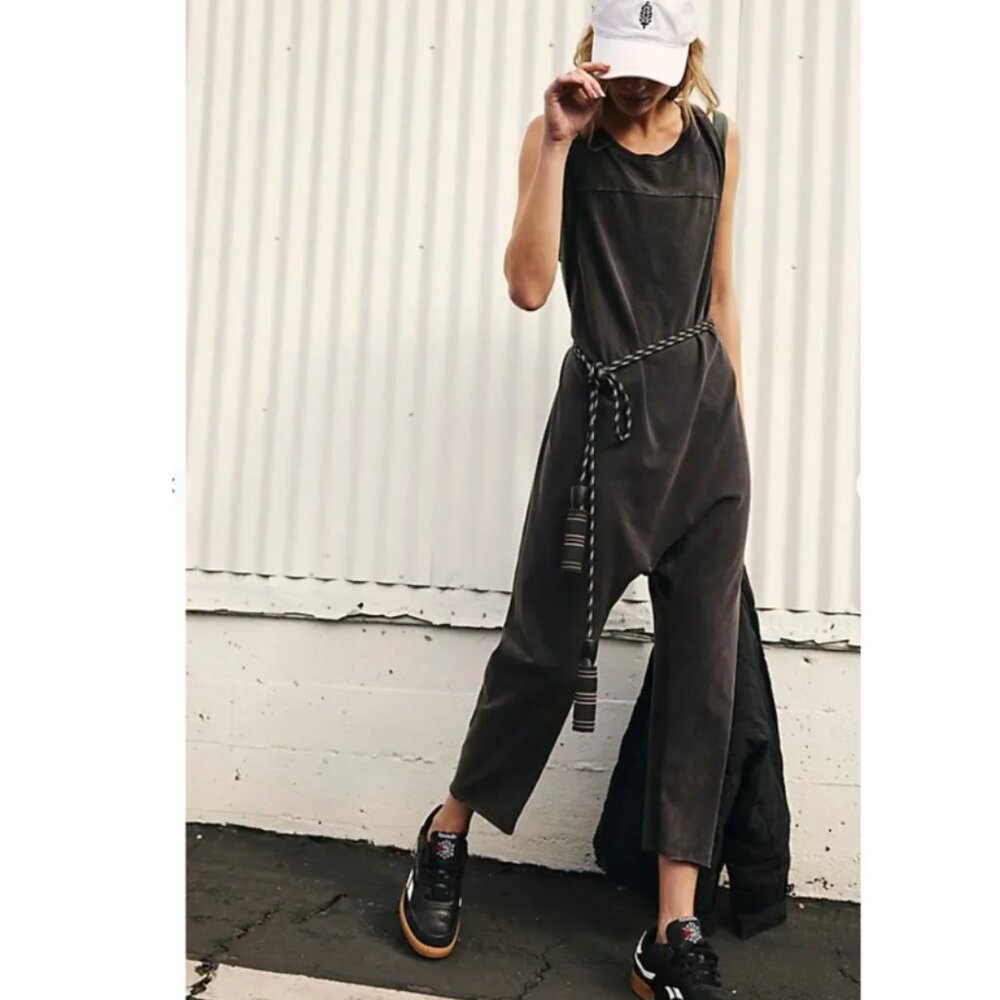 Free People Hot Shot Onesie Twisted in Washed Black 🖤 Factory Sealed